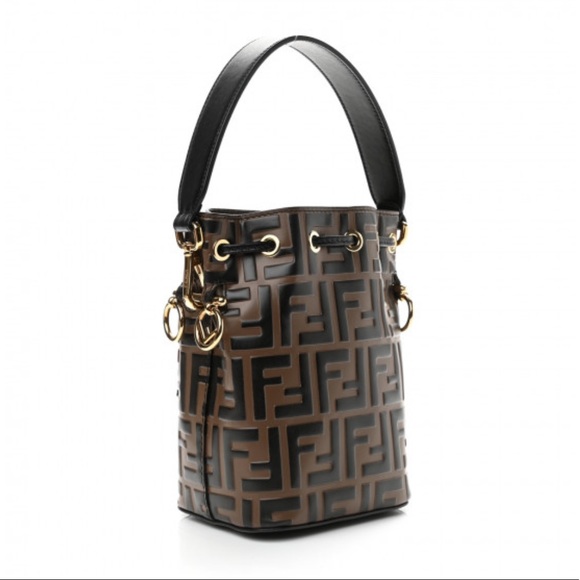 Fendi Handbags - Fendi Brown and Black Monogram Mini Bucket Bag